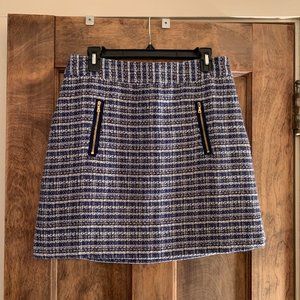 LOFT A-line Tweed Skirt with Pockets in Blue - Size 6